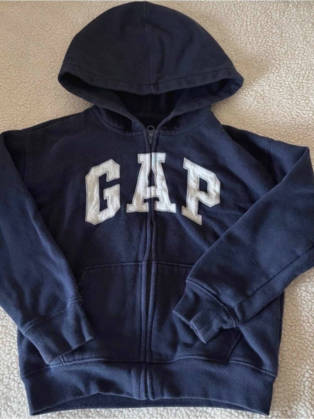 Kids GAP Navy Hooded Zip-Up Sweatshirt with White Logo